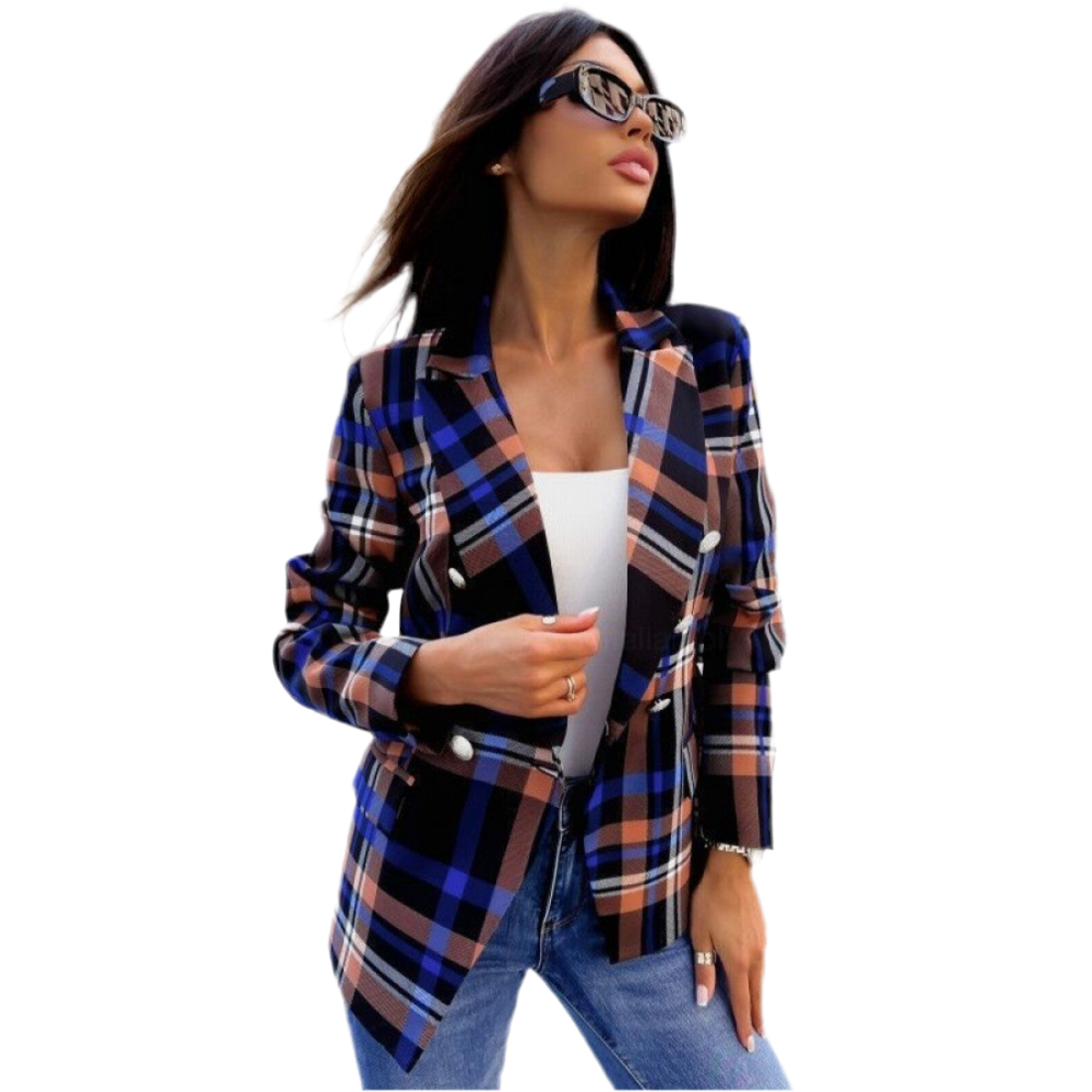 British Plaid Women's Long Sleve Small Jacket