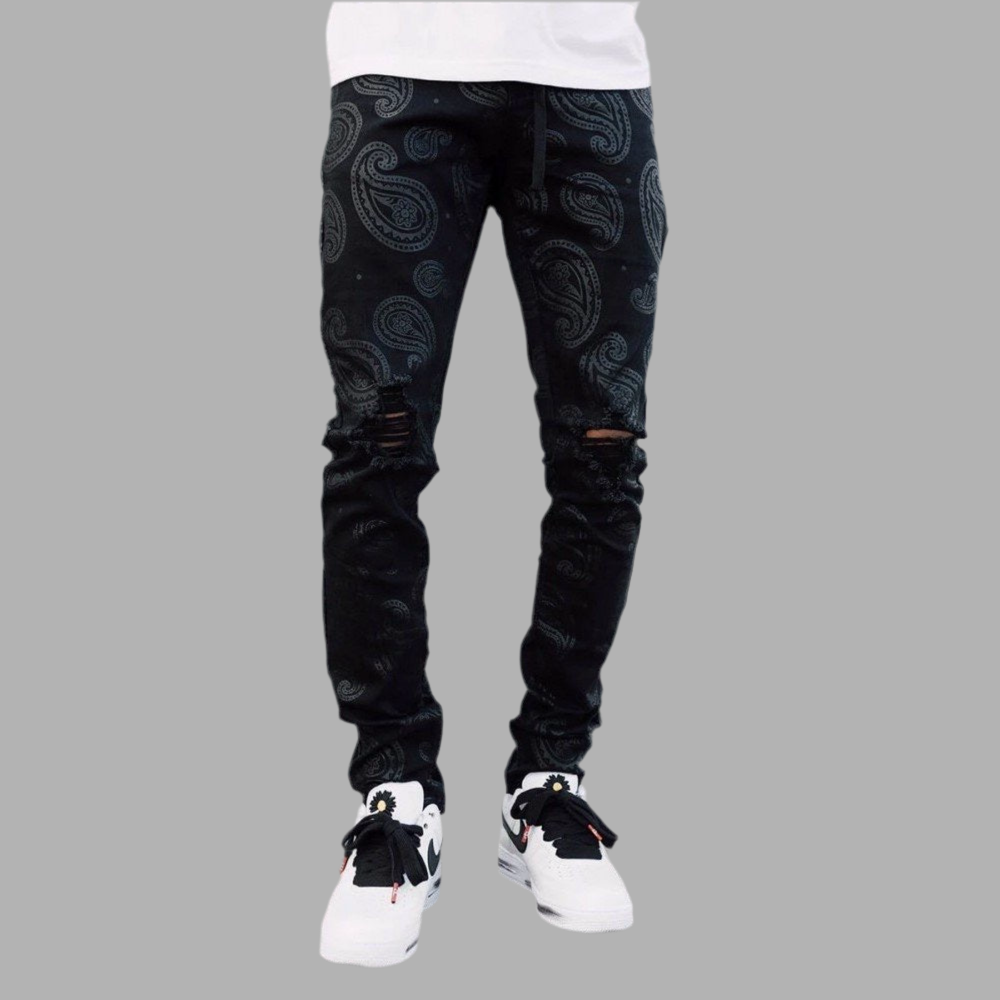 Ripped Printing Men's Denim Jeans