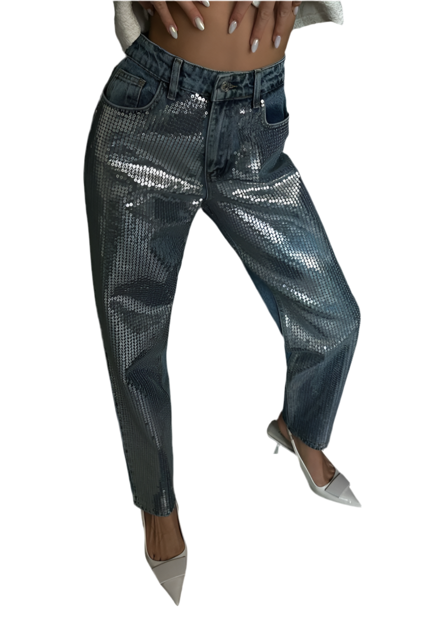 Metallic Detail Jean - Blue