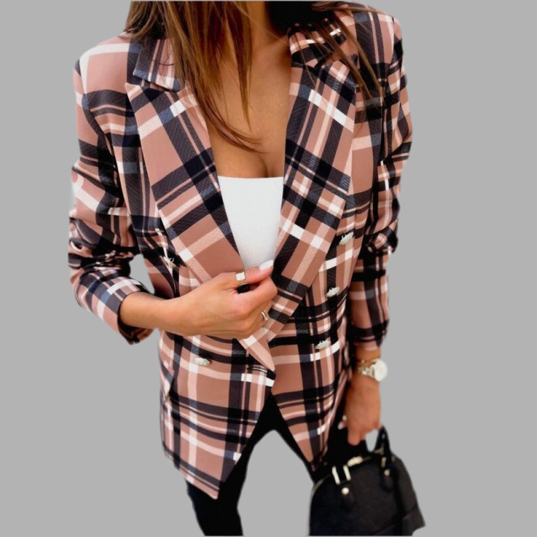 British Plaid Women's Long Sleve Small Jacket