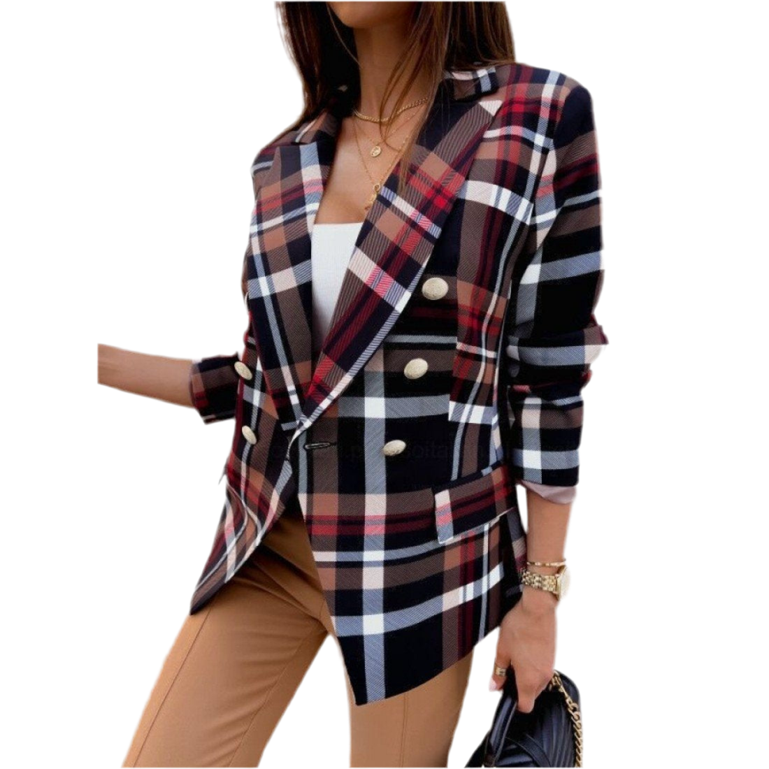British Plaid Women's Long Sleve Small Jacket