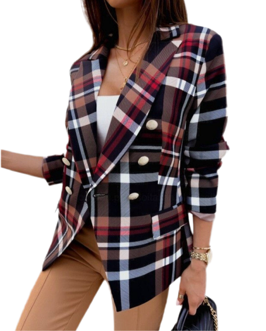 British Plaid Women's Long Sleve Small Jacket