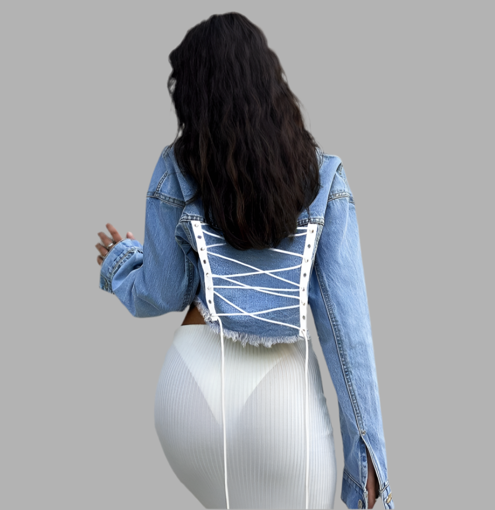 Tie Wrap Blue Designer Denim Jackets