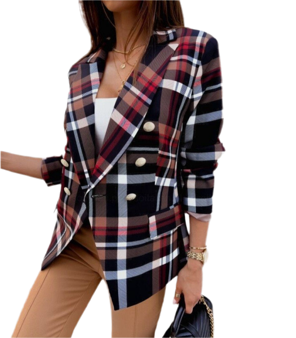 British Plaid Women's Long Sleve Small Jacket