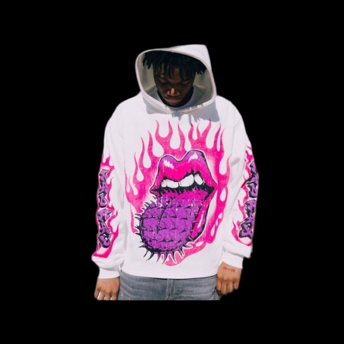Printed Hooded Collar Loose Men Hoodies