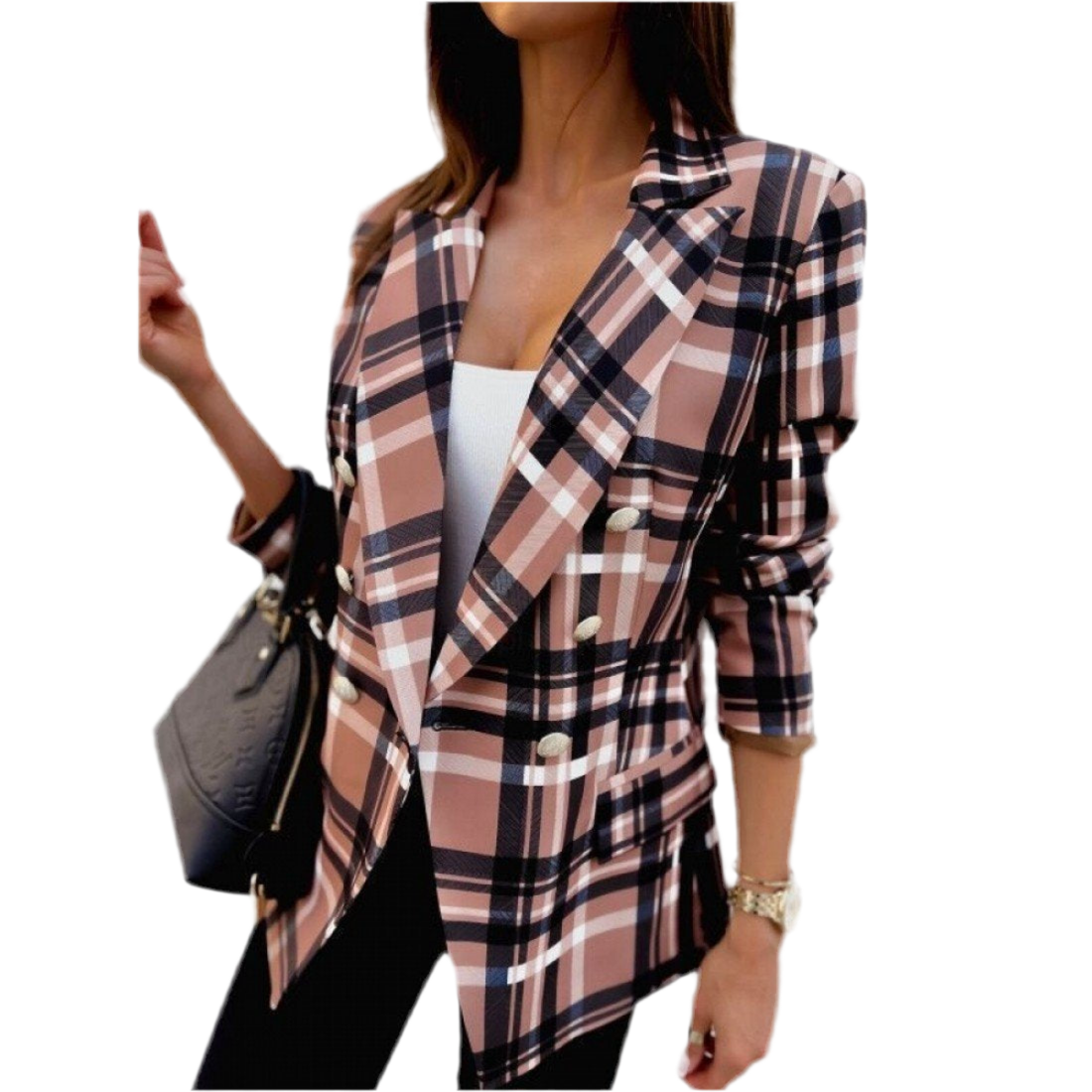 British Plaid Women's Long Sleve Small Jacket