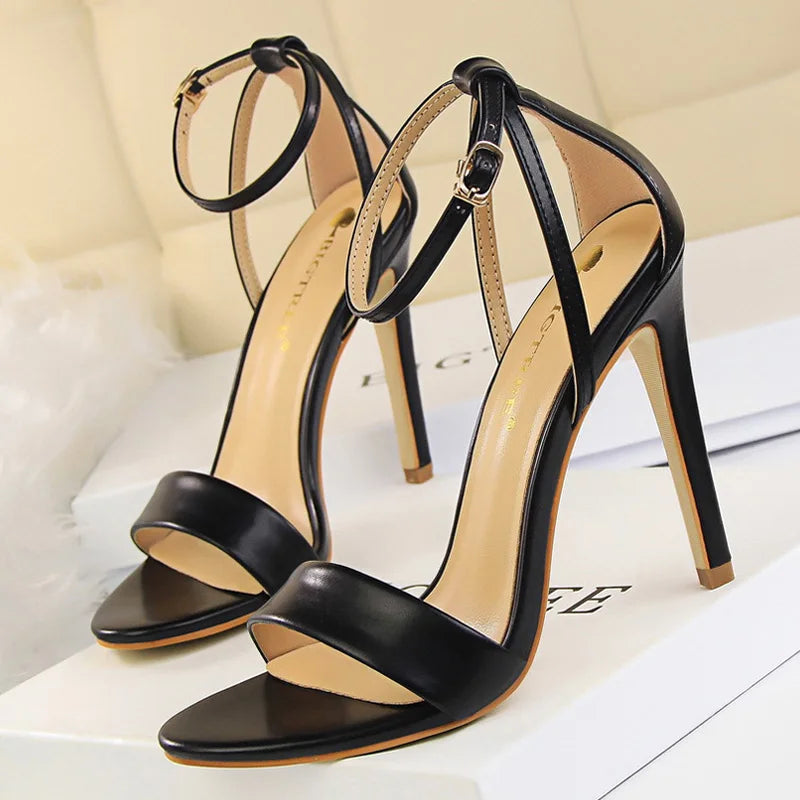 Leather Women High Heels 2025 New Women Heels Sexy Stiletto Heels 11 Cm PU Leather