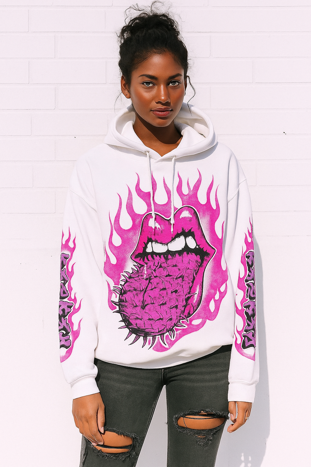 Printed Hooded Collar Loose Men Hoodies