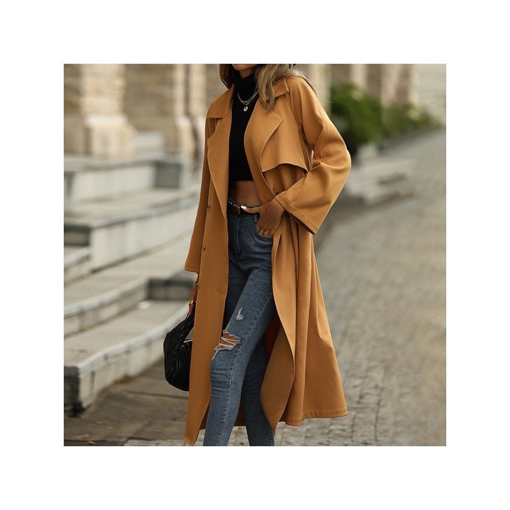English Solid Long Coats For Women