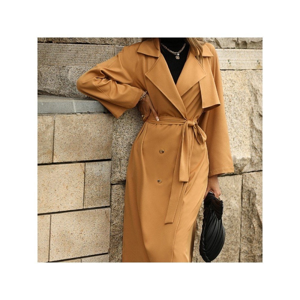 English Solid Long Coats For Women