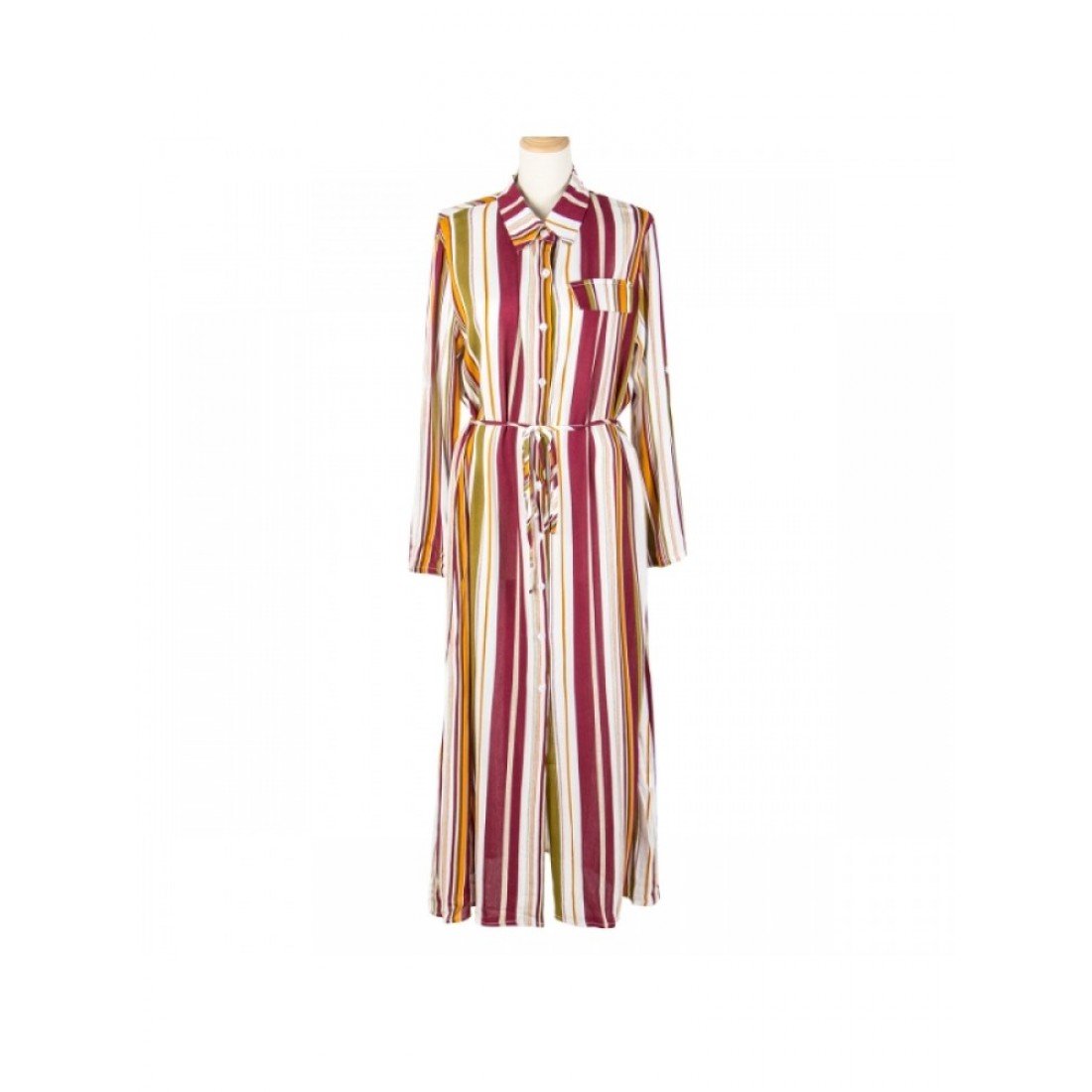Casual Striped Long Sleeve Shirt Long Coats