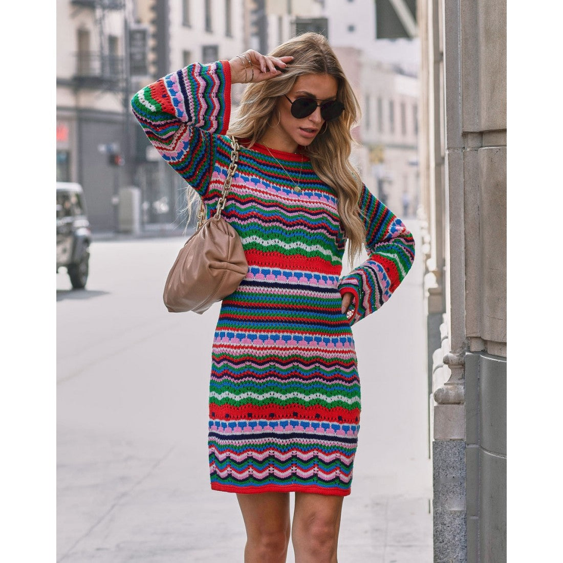 Neck Sweater Long Sleeve Dress