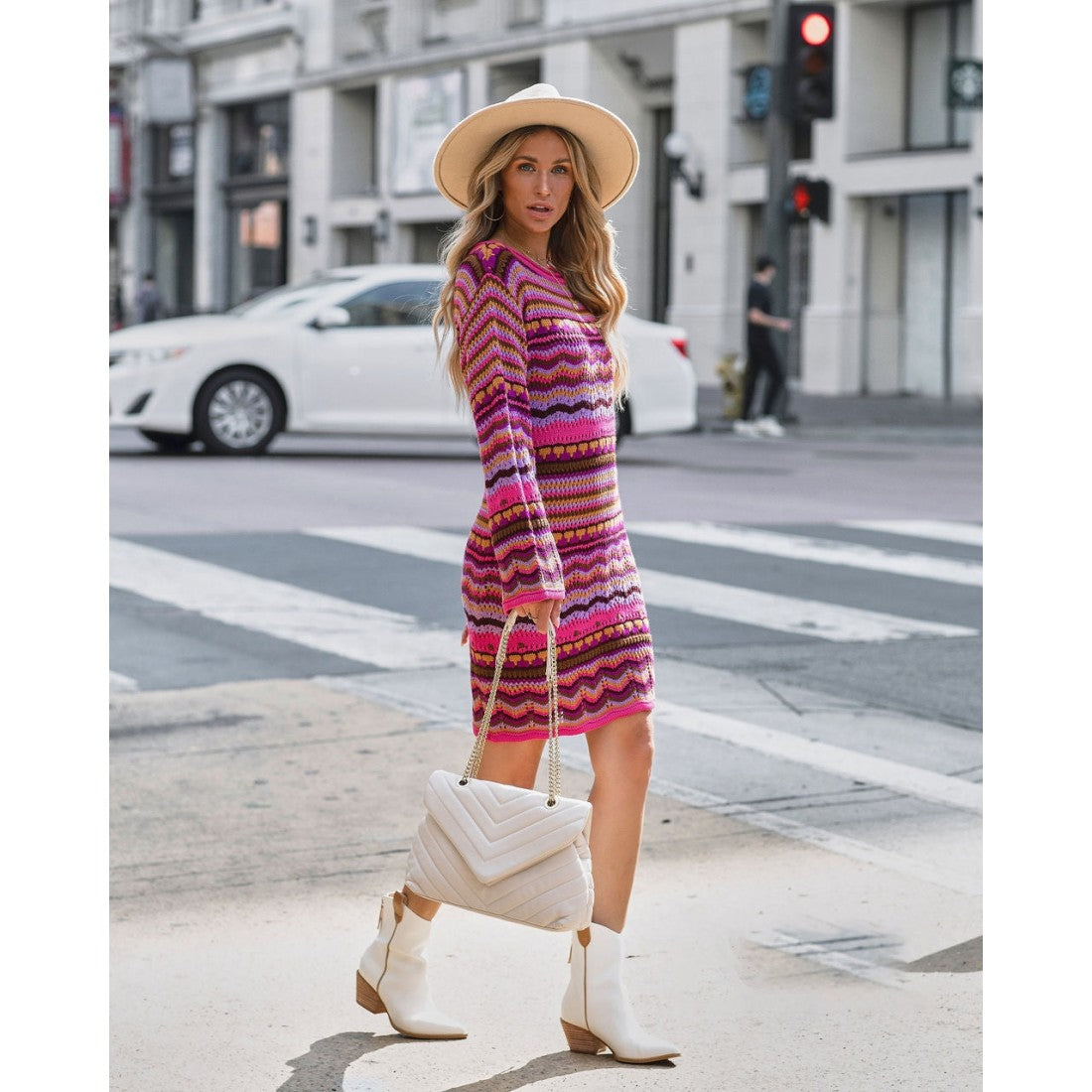 Neck Sweater Long Sleeve Dress
