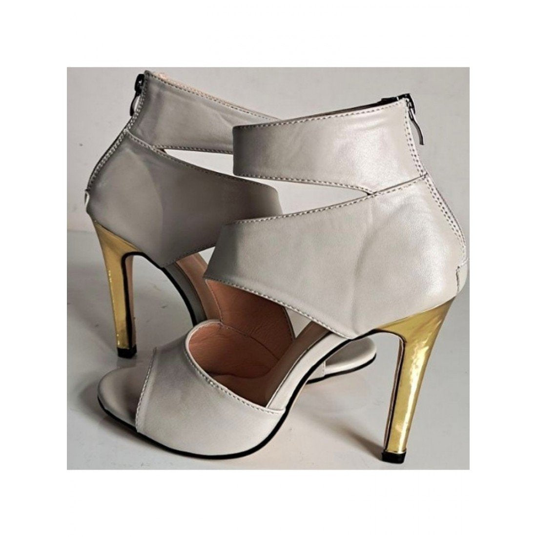 Cut Out Zipper Up Summer Heeled Sandals