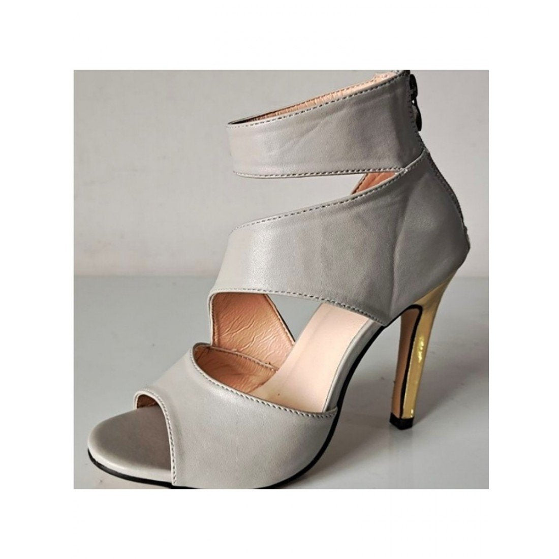 Cut Out Zipper Up Summer Heeled Sandals