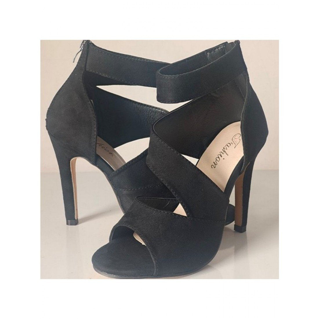 Cut Out Zipper Up Summer Heeled Sandals