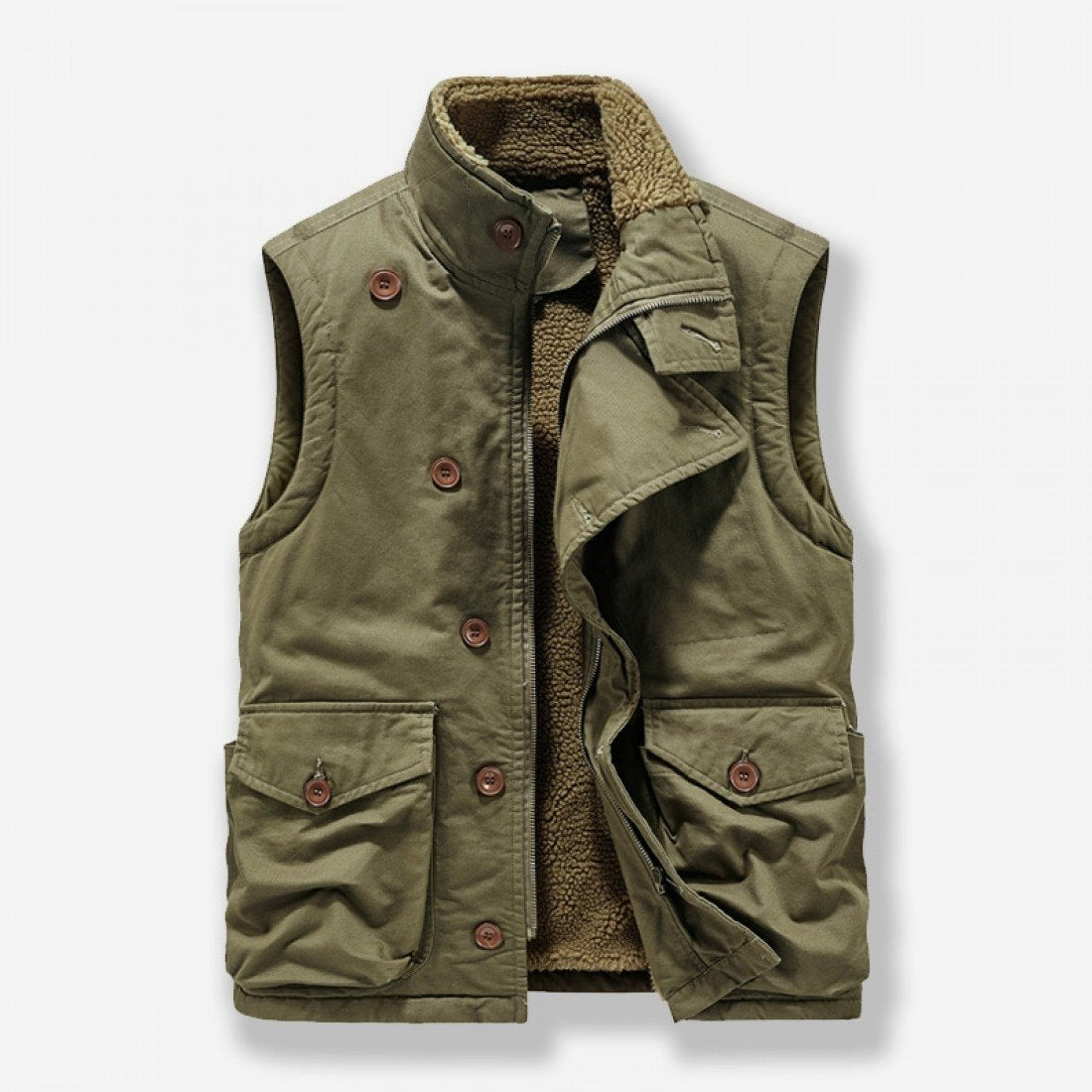 Casual Pure Color Plush Men's Cotton Jacket