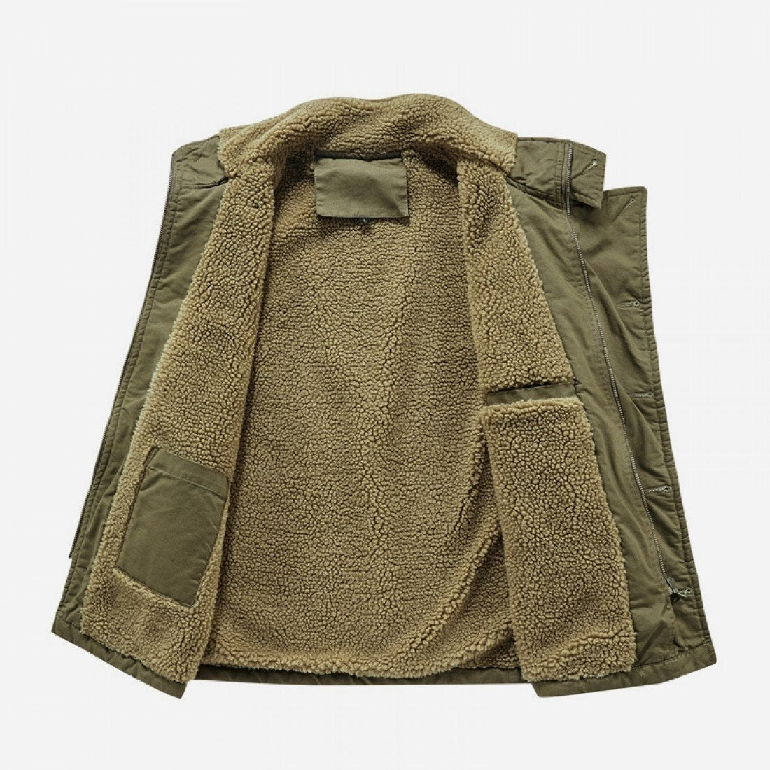 Casual Pure Color Plush Men's Cotton Jacket