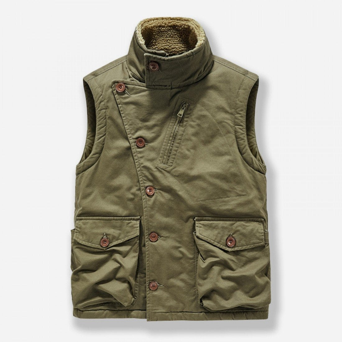 Casual Pure Color Plush Men's Cotton Jacket