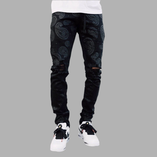 Ripped Printing Men's Denim Jeans