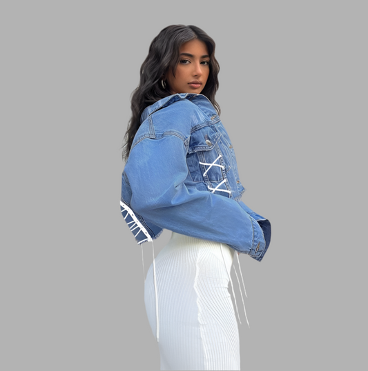 Tie Wrap Blue Designer Denim Jackets