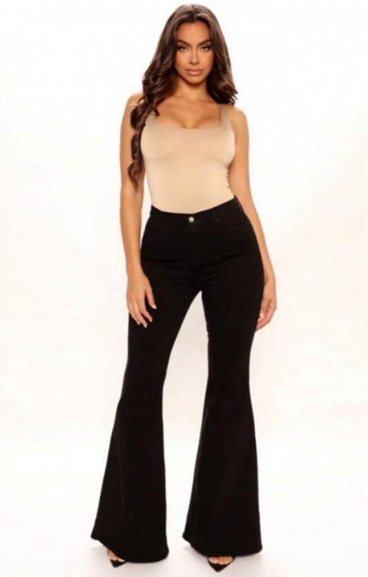 Black Flare Jean Pants