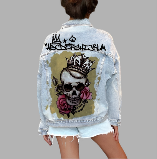 Spring Skull Pattern Women Denim Jacket Coats