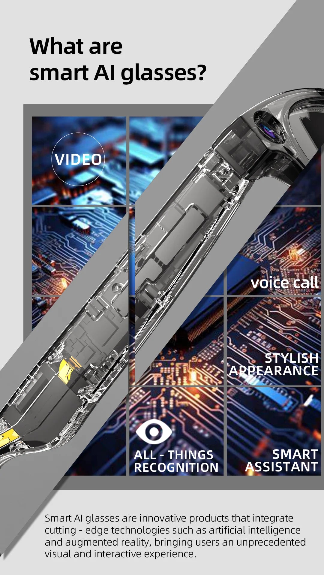 G300 AI Smart Glasses 800W HD ChatGPT Gesture Control AI Tran Photo Smart Glass