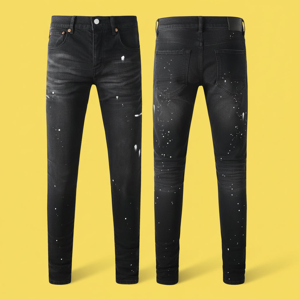 Quality Ripped Vintage Slim Jeans Blue Men Pants Distressed Denim Jeans
