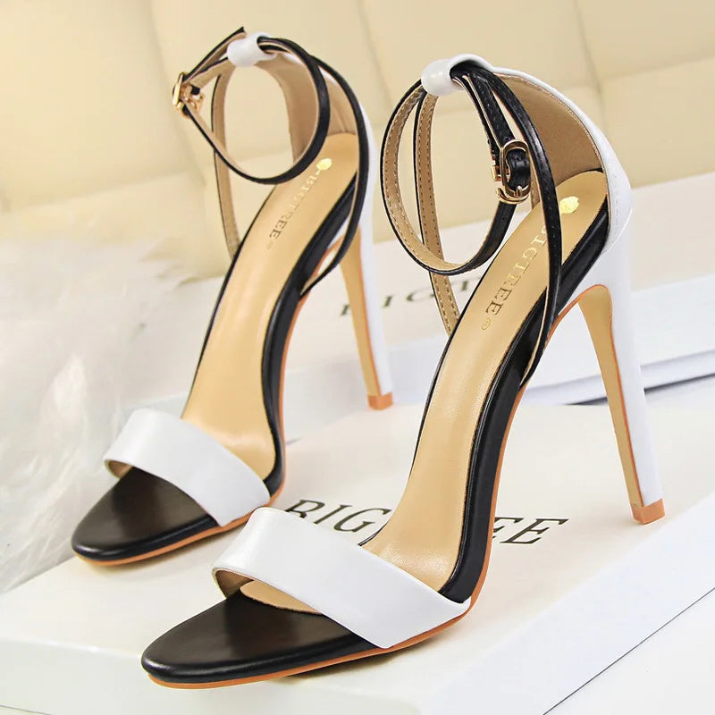 Leather Women High Heels 2025 New Women Heels Sexy Stiletto Heels 11 Cm PU Leather
