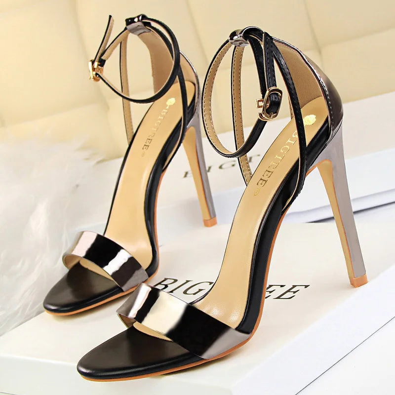 Leather Women High Heels 2025 New Women Heels Sexy Stiletto Heels 11 Cm PU Leather