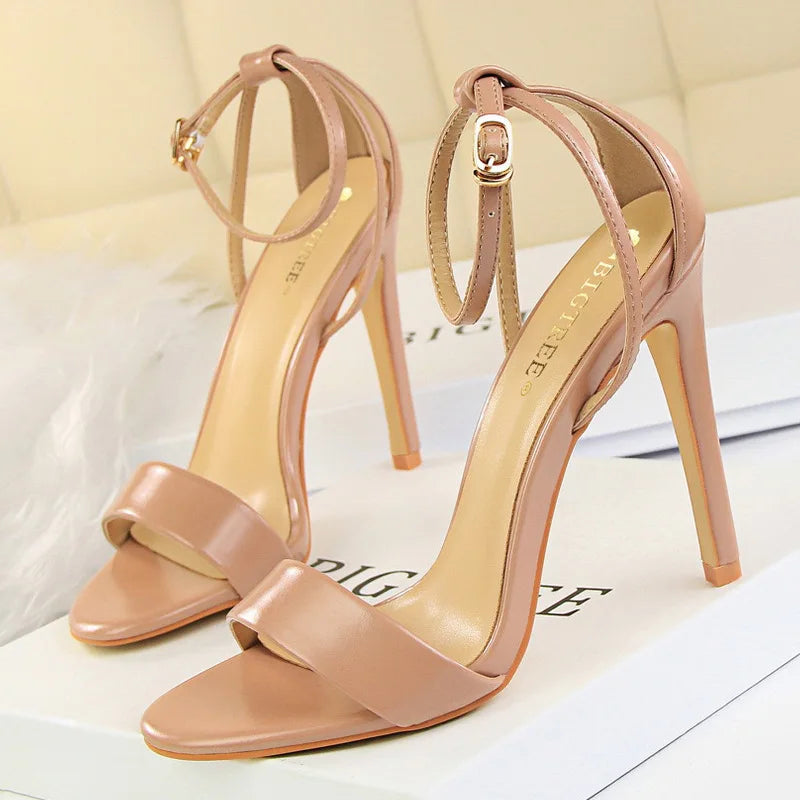 Leather Women High Heels 2025 New Women Heels Sexy Stiletto Heels 11 Cm PU Leather