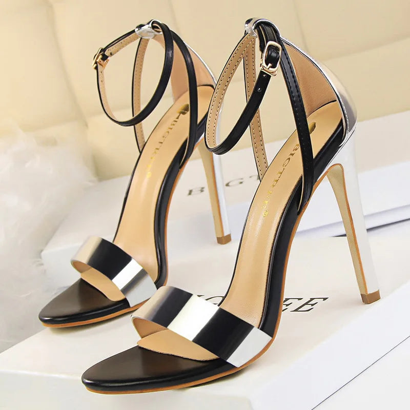 Leather Women High Heels 2025 New Women Heels Sexy Stiletto Heels 11 Cm PU Leather