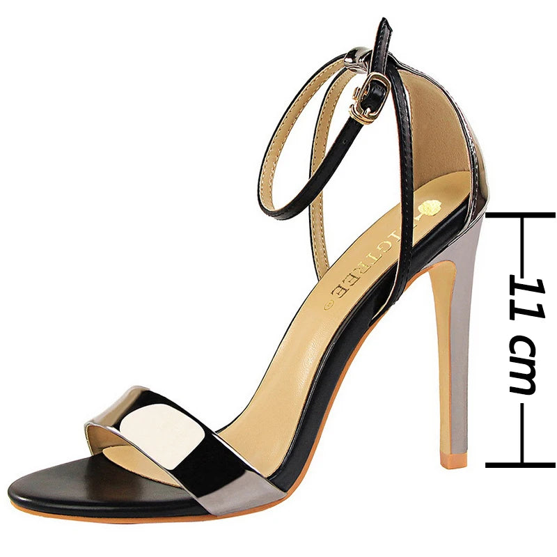 Leather Women High Heels 2025 New Women Heels Sexy Stiletto Heels 11 Cm PU Leather