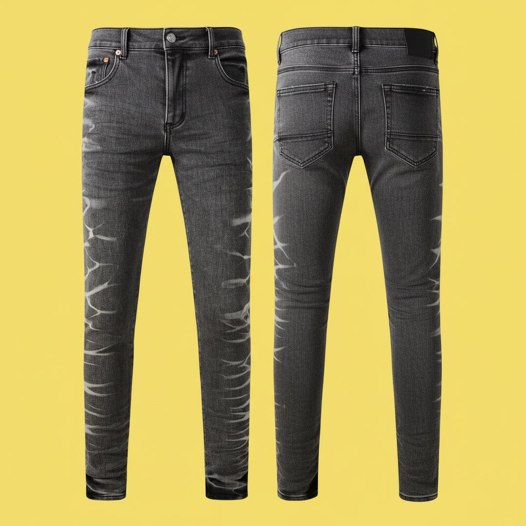 Quality Ripped Vintage Slim Jeans Blue Men Pants Distressed Denim Jeans