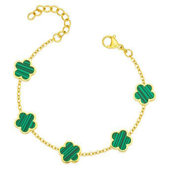 Malachite BRACELET, 18K GOLD PLATED STEEL