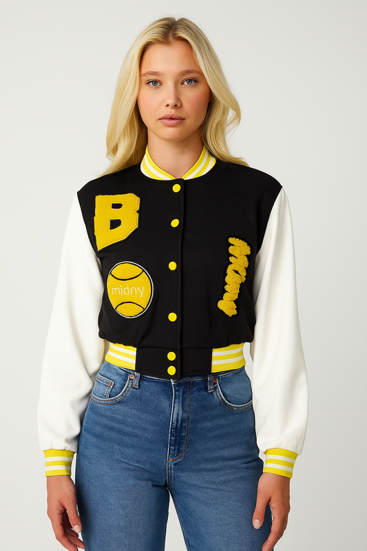 Embroidery Contrast Color Baseball Coats For Women