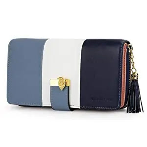 Women Pomelo RFID Genuine Leather arge Capacity ZipTravel Purse Wristlet