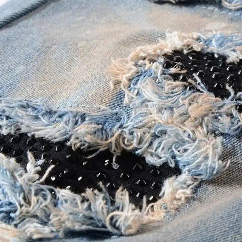 2022 Hot Drilling Men Jeans Stretch Retro skinny Rhinstone Denim Jeans Pant Men