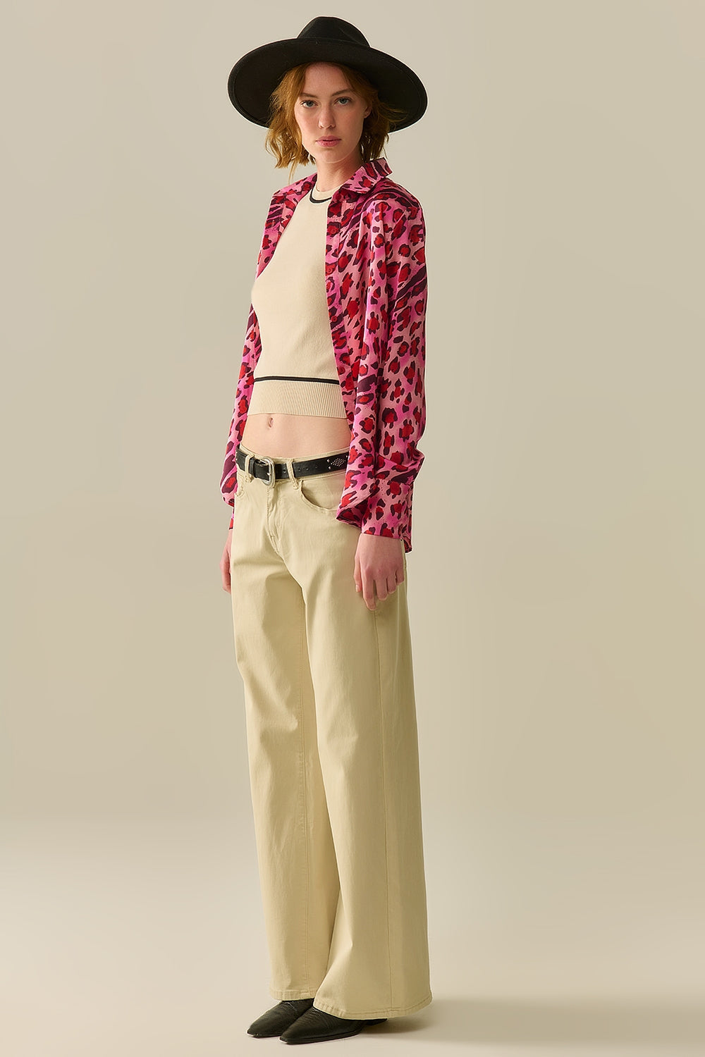 Buttoned Shirt in Fuchsia Leopard Print