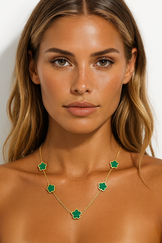 Necklace Malachite 18K Gold Plated